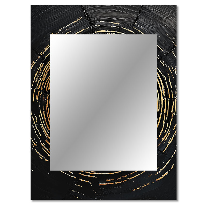 Golden Dark Wood Slide Roots Of Serenity IV - Trees Wall Mirror, Traditional Decorative Mirror, Printed Metal Art, 40" x 30"