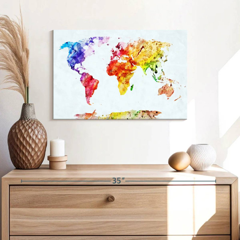 Carte du monde tempéré Aliaz, H 16 po x l 24 po