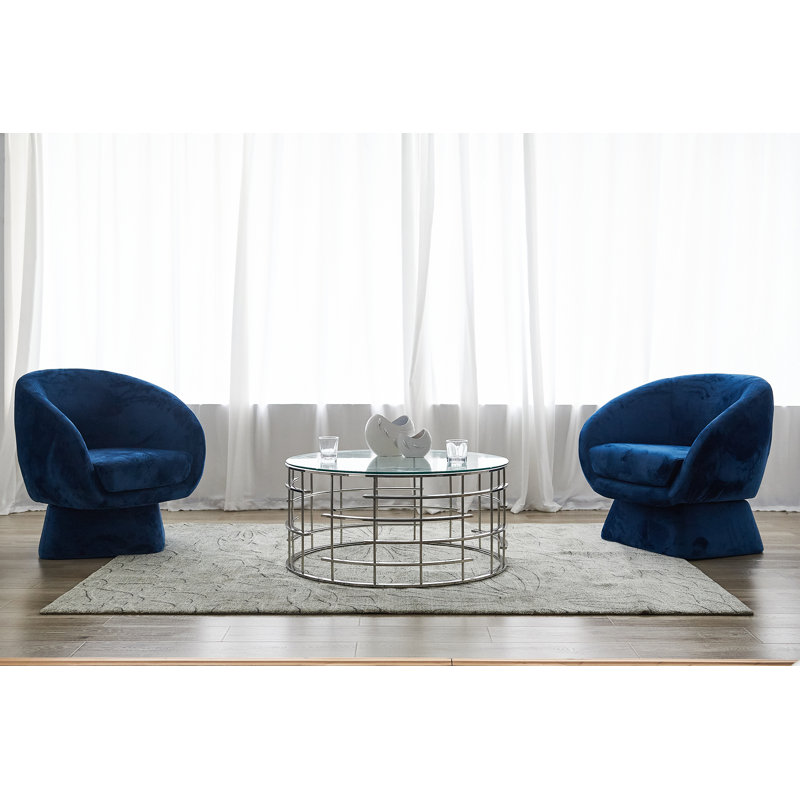 Coffee table 90cm, Transparent, Matt Brushed Nickel