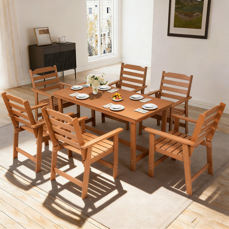 Ensemble repas d'extérieur 7 pièces 7 pièces, Brun, 6
