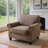 Rolled Arm Chair, Nailhead Chair for Living Room, Chenille Fabric Sing Sofa Chair, Brown-485127733