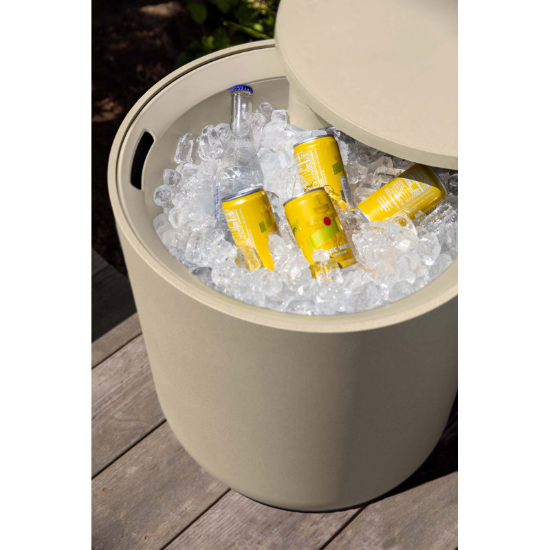 Sand Round Concrete Composite Outdoor Cooler Side Table