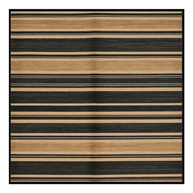 Tapis lavable rayé gris foncé amande, Carré 3 pi