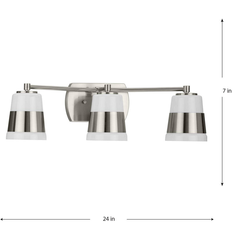Markail 3 - Light Dimmable Vanity Light, Brushed Nickel, Brushed Nickel/White