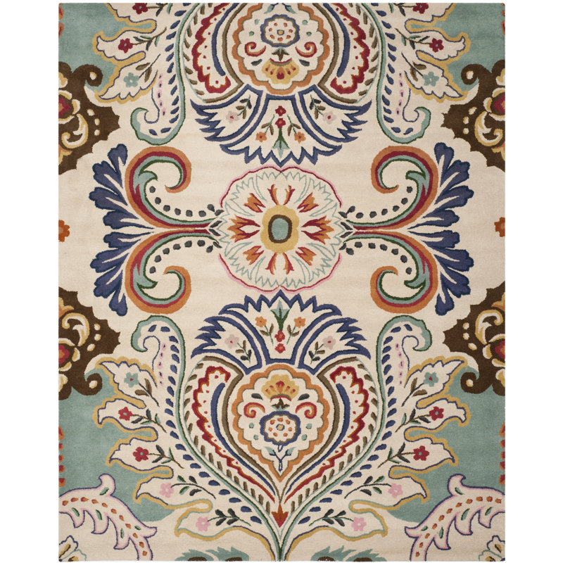 Rudra Hand Tufted Wool Floral Rug, Rectangle 10' x 14'