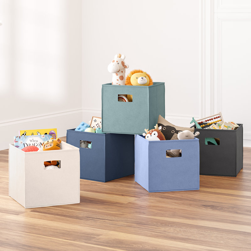 RiverRidge Kids 2pc Fabric Collapsible Storage Cube Organizers with Handles for Playroom Organization - Sea Green, Sea Green