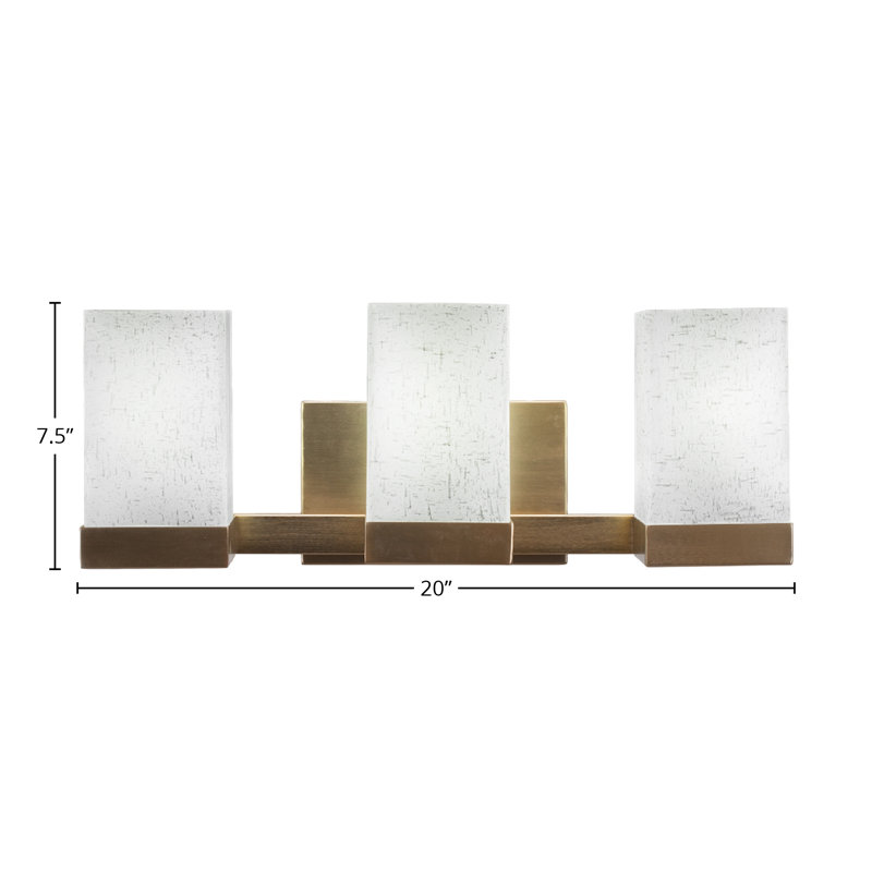 Karson 3 Light Bath Bar Shown In New Age Brass Finish With 4" Square Glass, New Age Brass, White Muslin