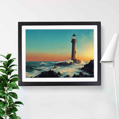 XH1022-8598X Sunrise And Lighthouse 1 Piece Single Picture Frame Wall Art