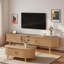 Ensemble de meuble télé et table basse en bois Farmhouse avec station de charge et portes coulissantes