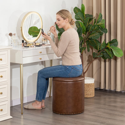 17.5" H Upholstered Storage Ottoman Footstool for Living Room