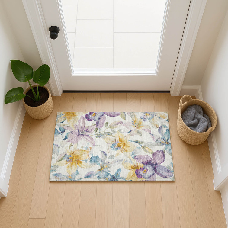 Machine Washable Indoor/Outdoor Millner ACN2262 Floral Rug
