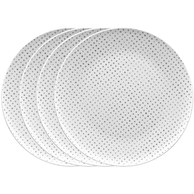 Noritake Hammock Coupe Dinner Plates - Dots, 11", Gray