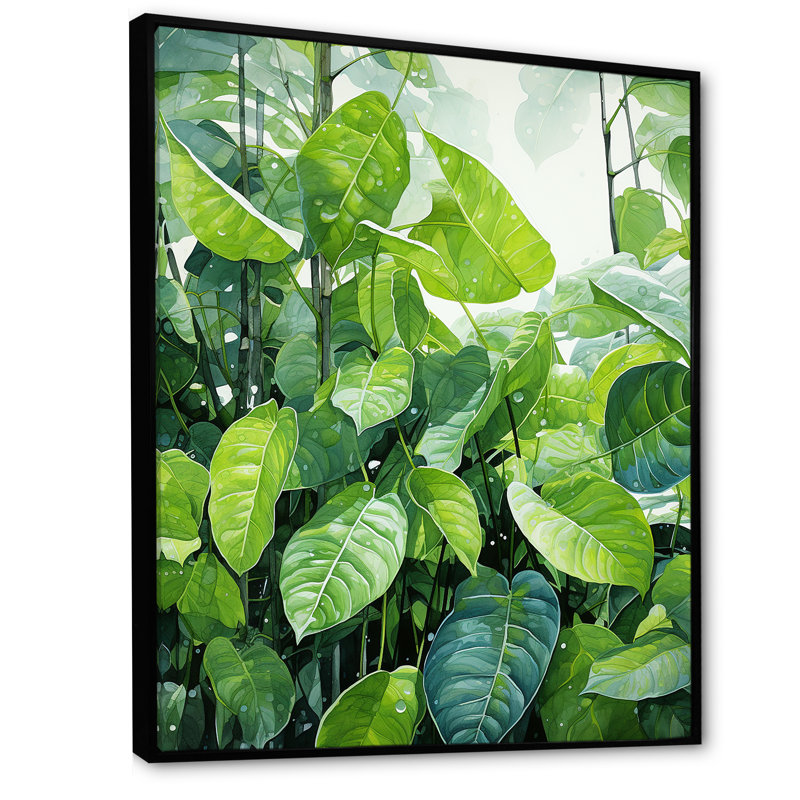 «Urban Leaves Forest Greenery - Leaves», reproduction sur toile encadrée, H 44 po x l 34 po x P 1,5 po, Cadre flottant noir