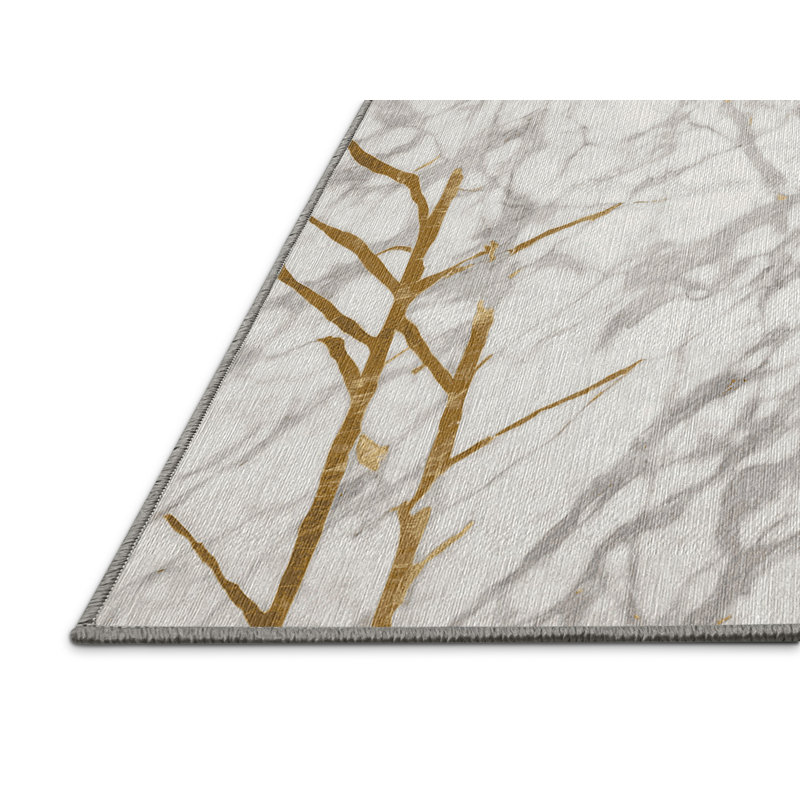 Machine Washable Gray Area Rug, Square 4'