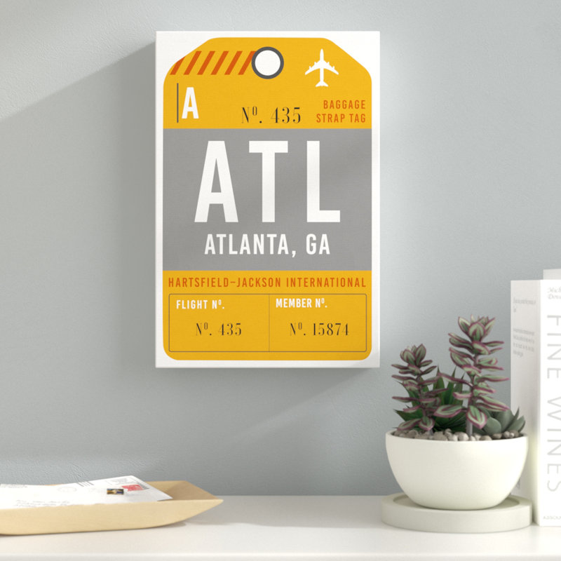 «Atlanta L bagage» - reproduction d'art textuel, H 15 po x l 10 po x P 1,5 po, Toile tendue