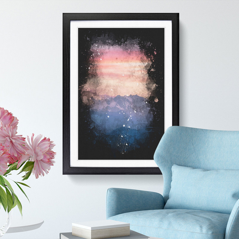 Swiss Mountain - Picture Frame Painting Print, Black Framed, 45cm H x 33cm W x 2cm D