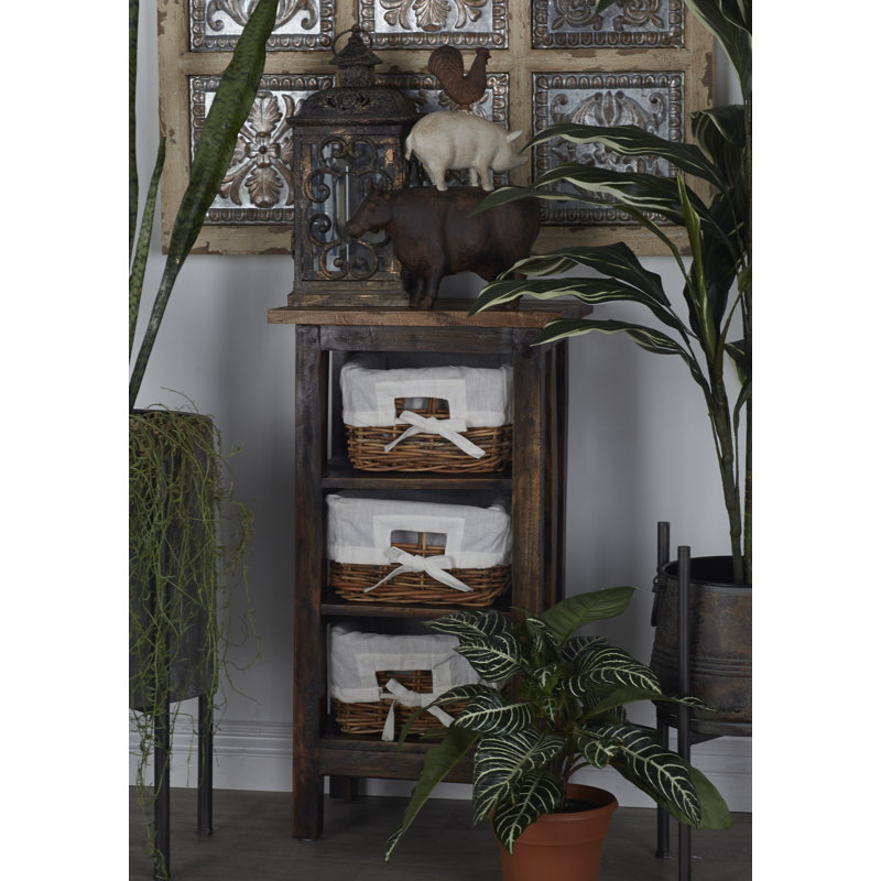 Commode d'appoint 3 tiroirs Nightingale, Naturel/noir
