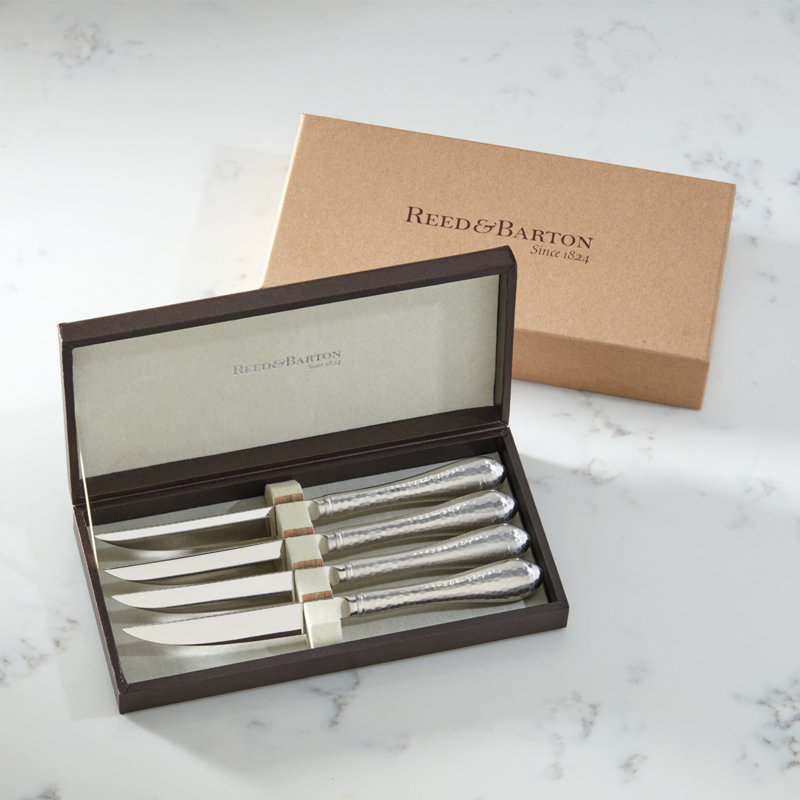 Reed & Barton Hammered Antique 4 Piece Steak Knife Set
