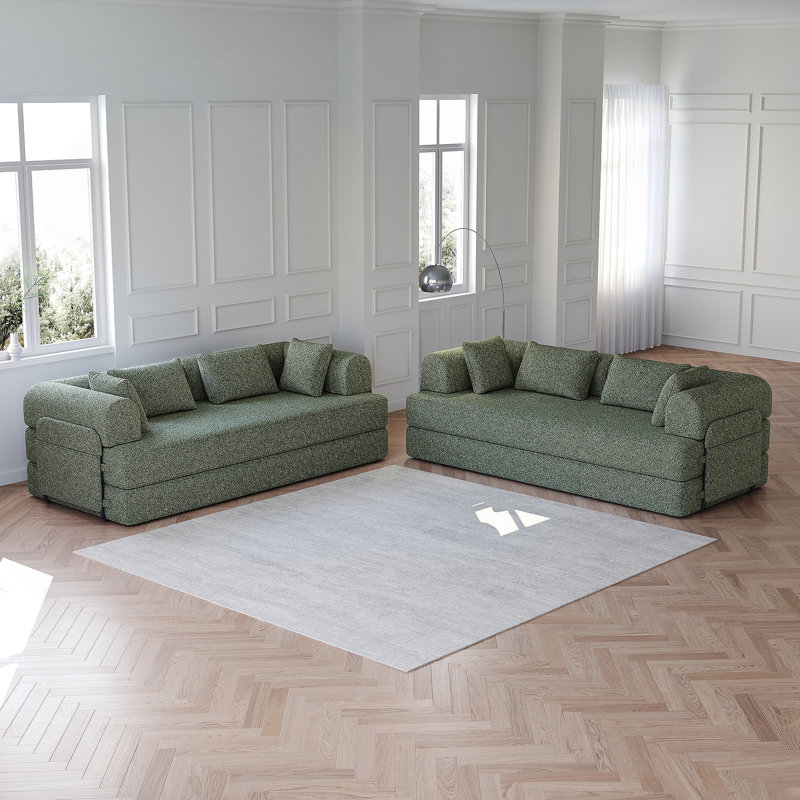 Canapé-lit convertible de 78,7 pouces avec coussin cylindrique, canapé-lit pliant en chenille avec poche latérale, canapé-lit sur pied, 2 pièces