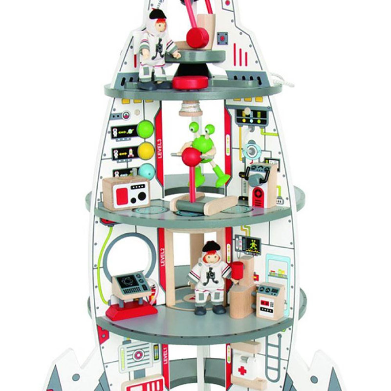 37 Piece Multi Level Wooden Discovery Spaceship Play Set