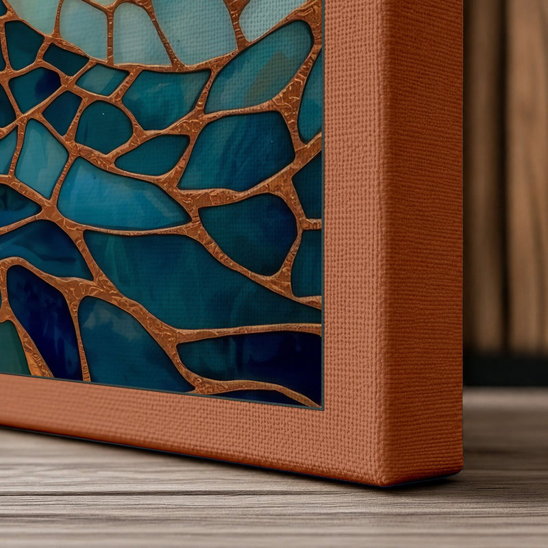 Teal Mosaic Flow Modern - Wrapped Canvas, 24x16 - 61.0 x 40.6 cm, Terracotta Border
