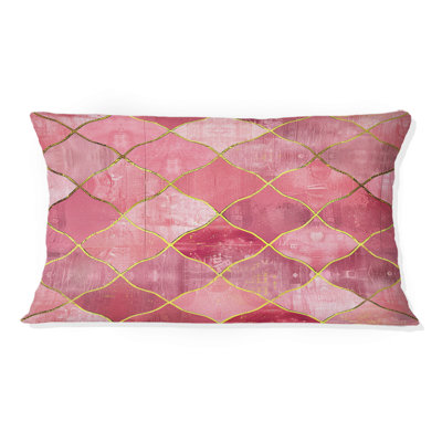 Pink Gold Glittering Glamour - Modern Lumbar Pillow