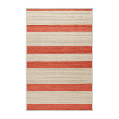 Machine Washable Horizontal Stripes Beige Area Rug