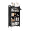  Armoire de cuisine à 5 niveaux avec 4 portes rabattables, support de boulanger de cuisine autoportant avec 4 roulettes, pour la salle à manger, le salon et la salle de bain, noir