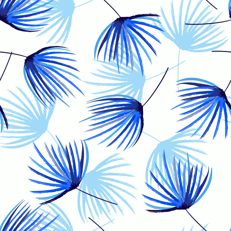 Panneau de papier peint feuilles bleues L 18,75 pi x l 25 po
