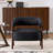 25"W Extra Wide Armchair With Wood Legs, Faux Leather Upholstered Accent Chair With Wingback, Mid-Century Modern Barrel Chair With Curved Arms, Thick Cushion For Living Room Bedroom Cafe, Black-1981367667