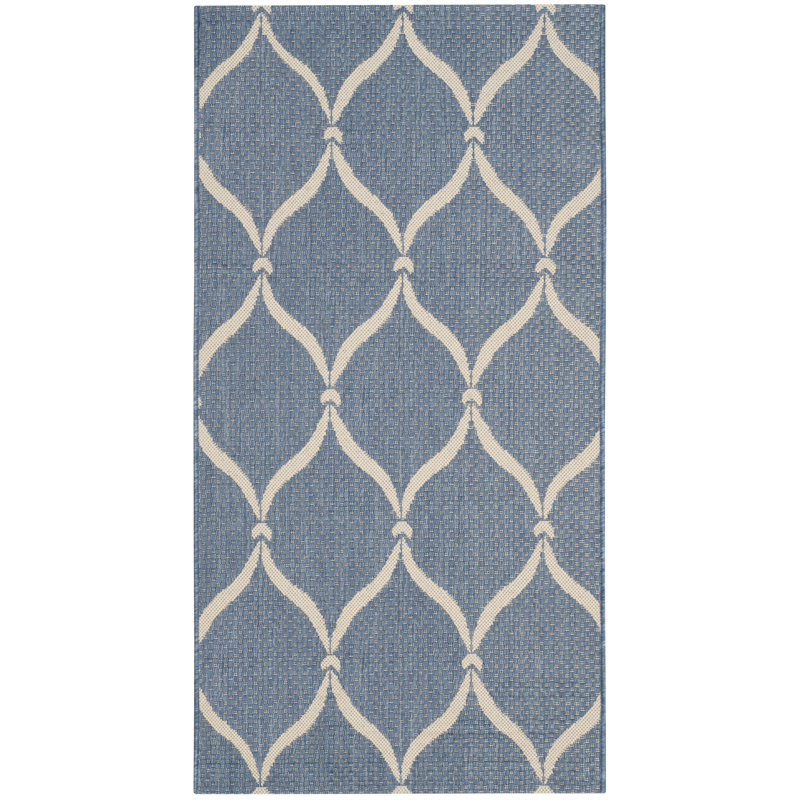 Kusilvak Palmetto Area Indoor/Outdoor Area Rug In Blue / Beige, Rectangle 2'7" x 5'