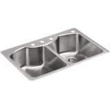 Octave 33" L x 22" W x 9-5/16" Top-Mount Double-Equal Stainless Steel Kitchen Sink with Single Faucet Hole