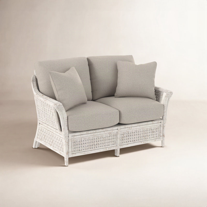 Boca Loveseat, Beige Performance Fabric;, Antique Frost White