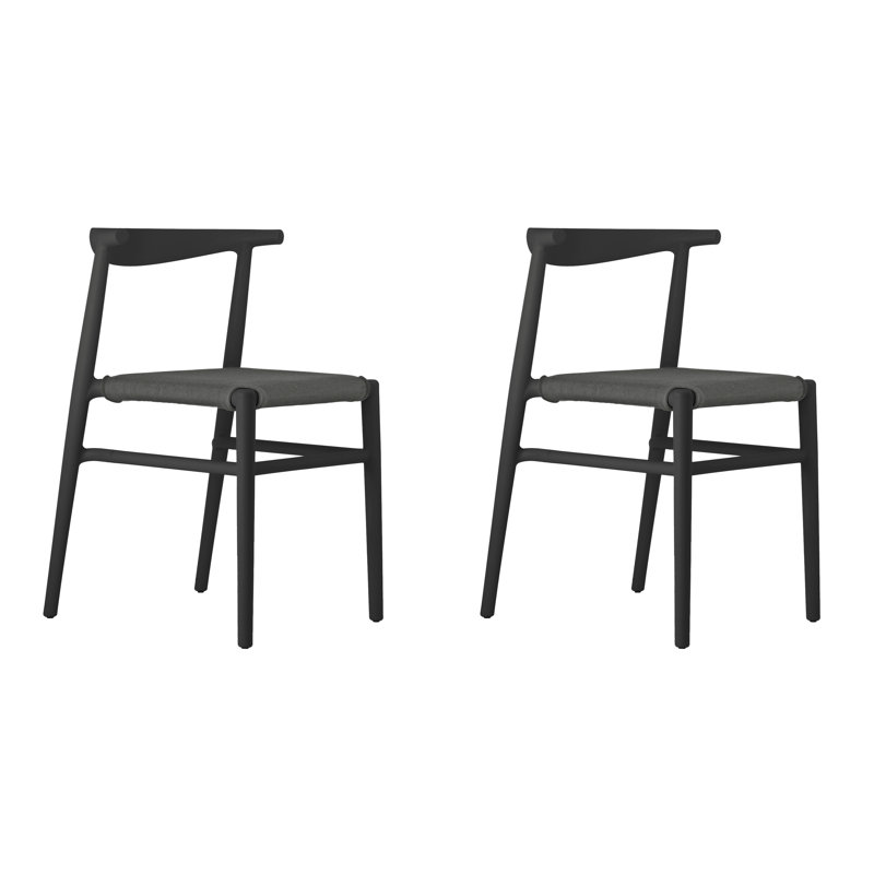 Ensemble de 2 chaises empilables Joi, Gris anthracite, Noir
