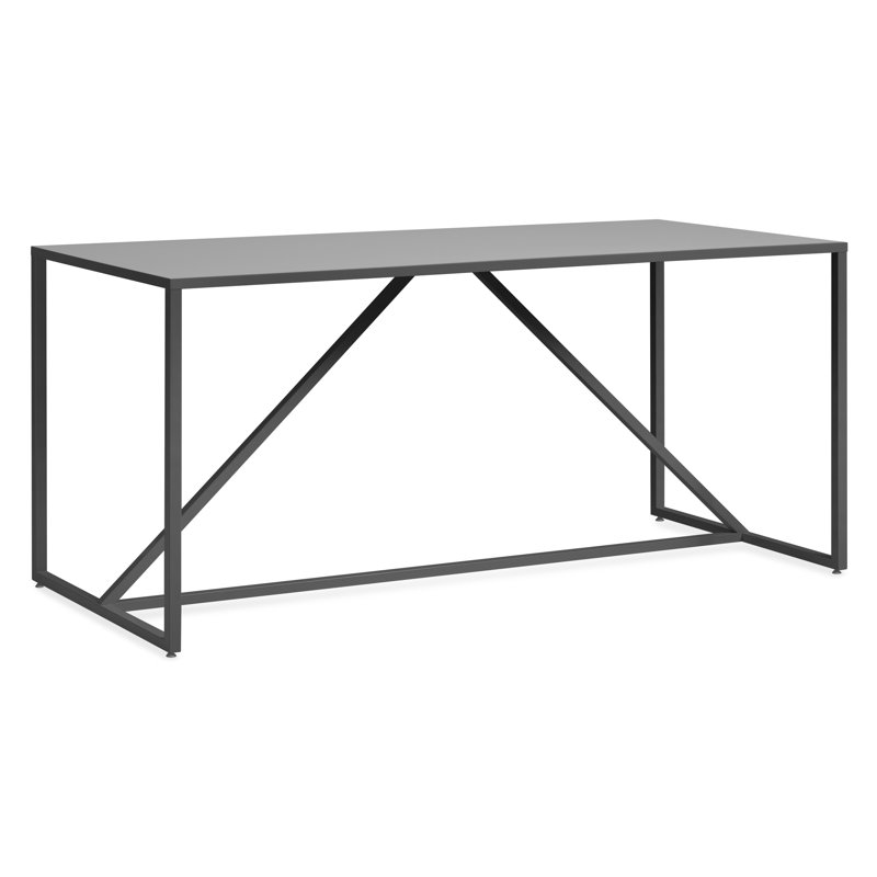 Strut Walnut Metal Base Dining Table, Bar (40" Height), Slate, 35" W x 90" L