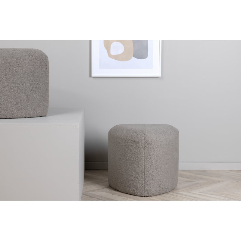 Darenda 46cm Wide Round Pouffe Ottoman, Greige