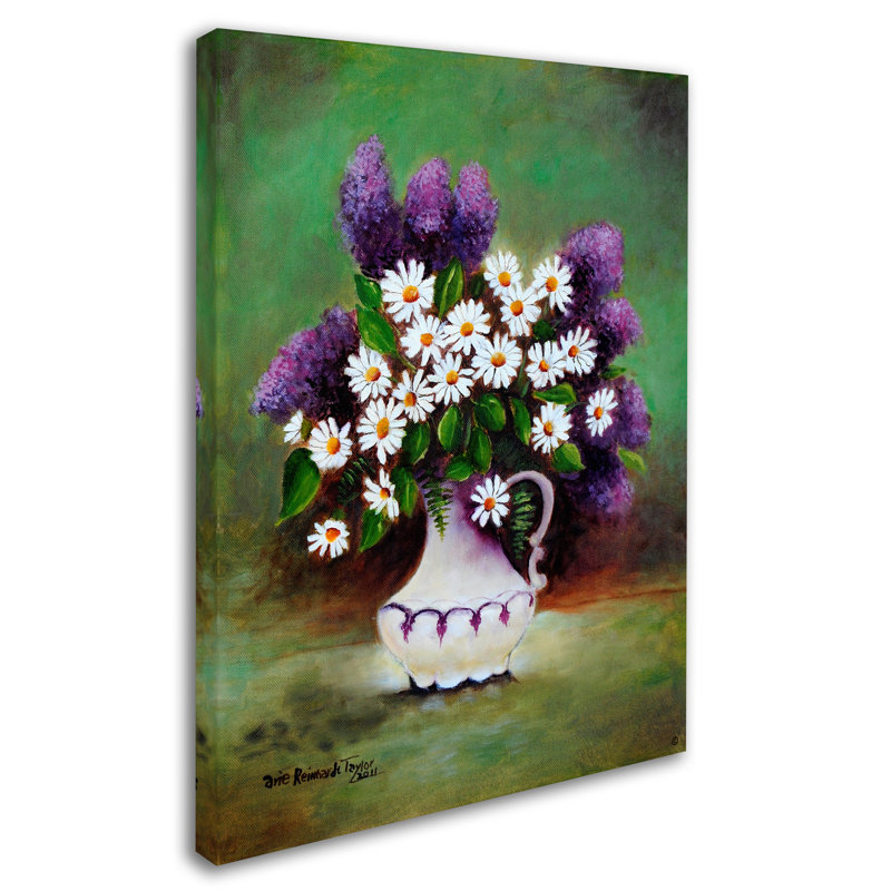 Mid-Century Modern Purple Floral Canvas Art Print