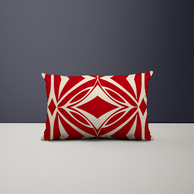Polyester / Mélange de polyester Housse de coussin rectangulaire intérieure / extérieure lombaire et insert, Rouge