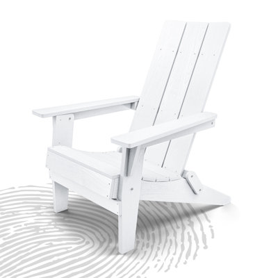 Oversized Folding Adirondack Chair, High-Back Textured Plastic Outdoor Patio Chairs with 400 lb Weight Capacity, Weatherproof & Fade-Resistant for Lawn, Garden, Deck, or Camping, White