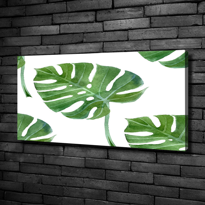 monstera 1 Piece Wall Art on Glass, 50cm H x 100cm W x 2cm D, Canvas