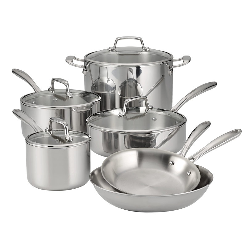 Ensemble de batterie de cuisine 10 pièces - Induction en acier inoxydable trois couches - Bos - Gourmet