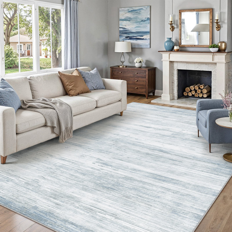  Tapis texturé abstrait bleu clair Luminae, Rectangle 6 pi x 9 pi, Bleu clair