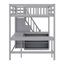 Lit mezzanine avec bureau intégré en forme de L et tablettes de rangement à trois niveaux, et escalier de rangement attaché-1728796594