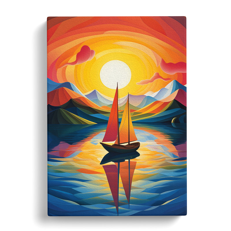 Boat On A Lake Orphism No.2 - Wrapped Canvas, 60cm H x 40cm W x 3cm D