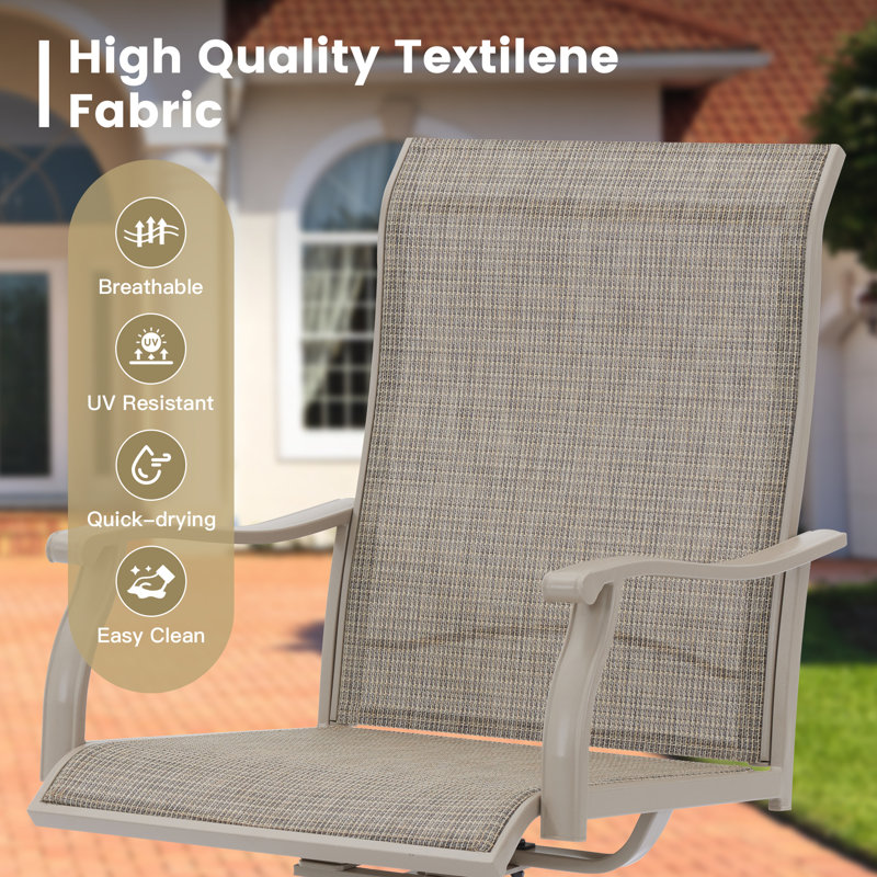 Patio 5 Pieces Outdoor Dining Set With Swivel Dining Chairs, Cream/Gray