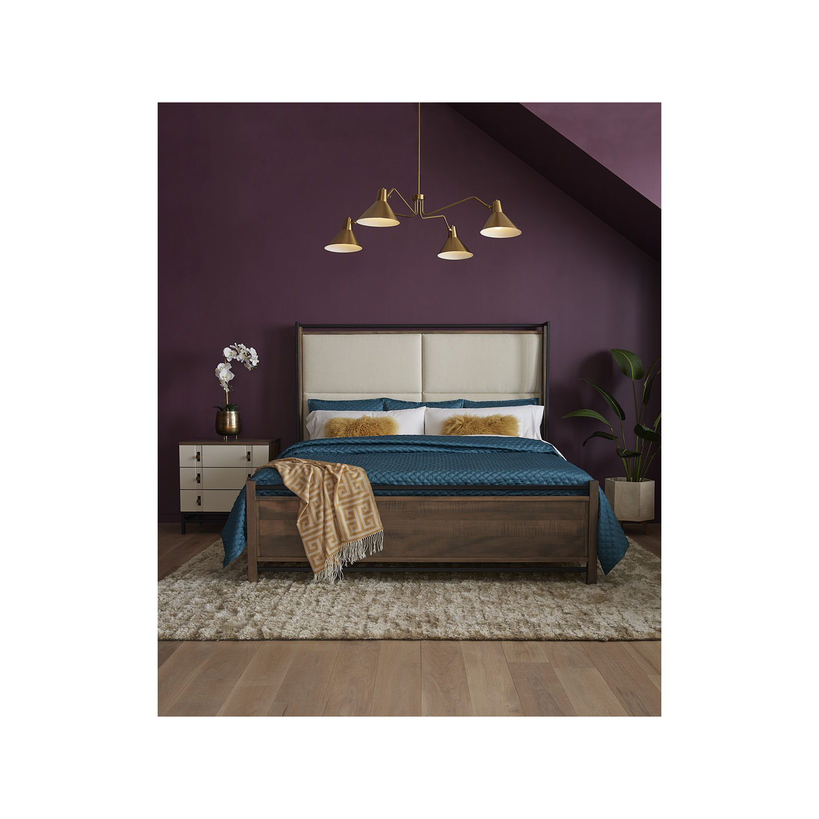 4 - Light Dimmable Chandelier, Brushed Bronze, Gold