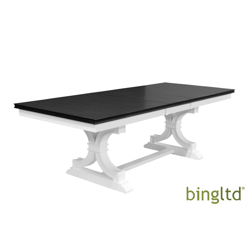 Solid Wood Dining Table, Black/White