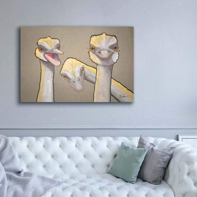 Toile épique Graffiti «Ostrich Oglage» par Bebe Keith, 60 po x 40 po
