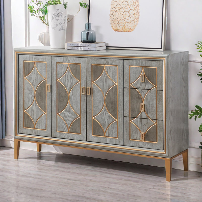 Light Luxury Line Rectangular Accent Cabinet.