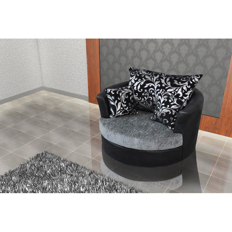 Shannon Upholstered Chenille Swivel Barrel Chair